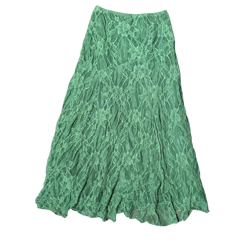 Free People Olive Green Lace Boho Midi Skirt Size S Fairycore Whimsigoth